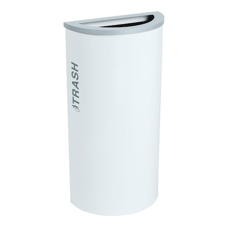 Ex-Cell Kaiser 8-Gal. Half-Round Trash Receptacle - Steel, White Gloss RC-KDHR-T BT-WHT